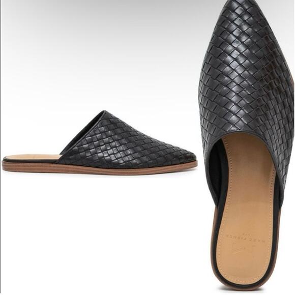 Marc Fisher LTD Shoes - Marc Fisher LTD.  Women's Garren Black Woven Leather Mules Size 6.5